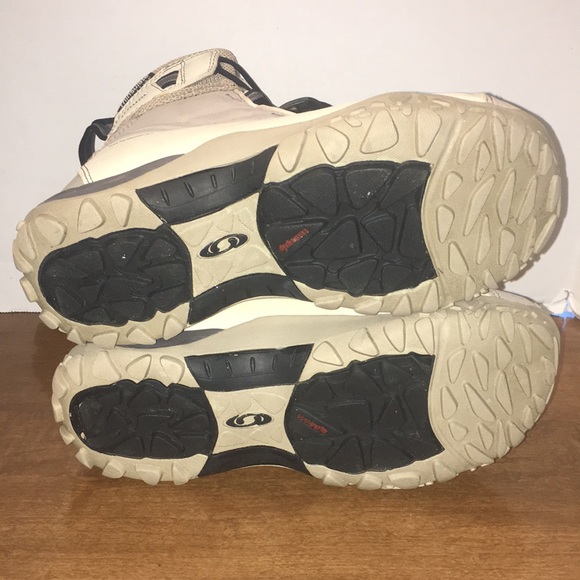 SALOMON®~ ContaGrip Waterproof High-Top Boots • Natural/Sand • Ladies Size 7. - Picture 6 of 8